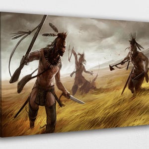 American Indian Art Canvas-Native Mohawk Indian Warriors Art Poster/Printed Picture Wall Art Decoration POSTER or CANVAS READY to Hang