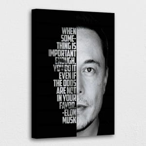 Elon Musk Art Canvas - Elon Musk Quotes On Life Art Canvas/Printed Picture Wall Art Decoration POSTER or CANVAS READY to Hang Gift