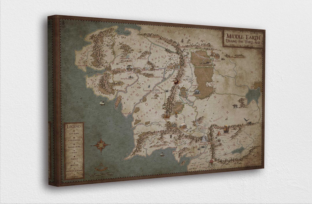 Middle Earth Map Canvas Art: Lord of the Rings Game Room Decor - Etsy