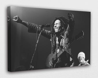 Impresión artística en lienzo en blanco y negro de Bob Marley: lista para colgar