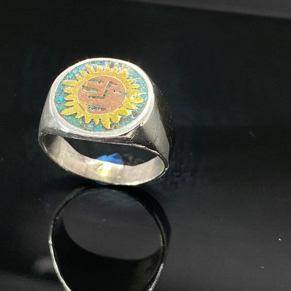 Sun ring | Gemstone ring | size 8.5 | vintage sterling silver |