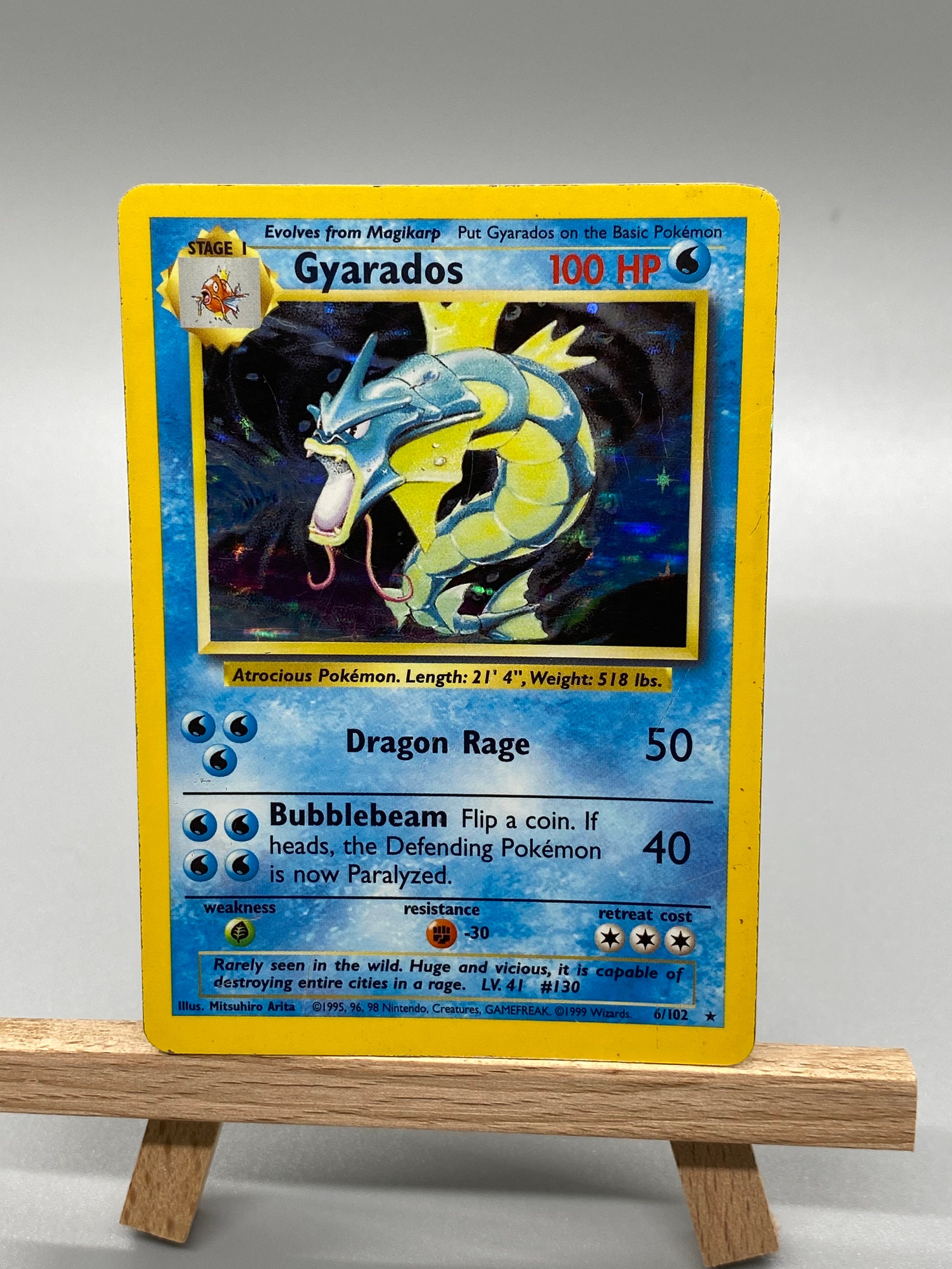 Holographic Pokemon card Gyarados 6/102 Base Set Used card | Etsy