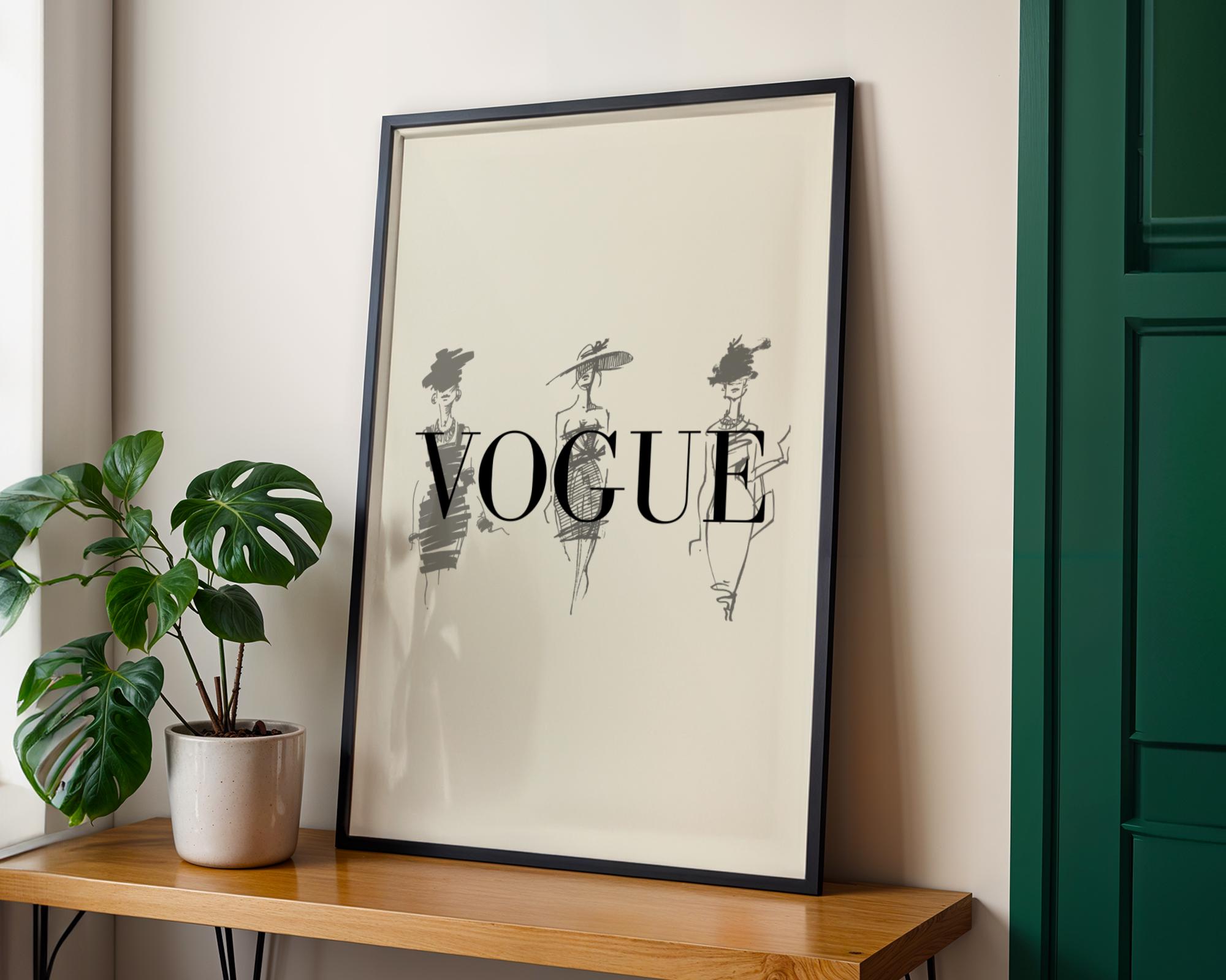 VOGUE アートプリント木製壁掛け Vogue Wall Art Framed - Etsy