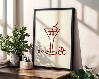 Weiß und rot martini Cocktail Wanddruck Wandkunst Poster Ästhetik