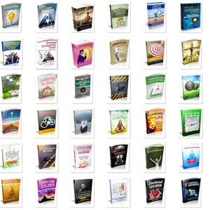 May include: A collection of self-help books with various titles and cover designs. The books cover topics such as personal growth, motivation, and spiritual development. The covers feature images and text.