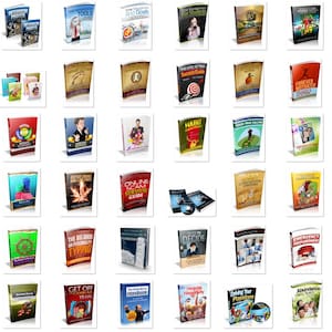 May include: A collection of book covers with various titles, including "Interview Profits," "Time Management Tools," and "The Goal Setting Success Guide." The covers feature diverse designs, colors, and images, suggesting a range of self-help and educational topics.