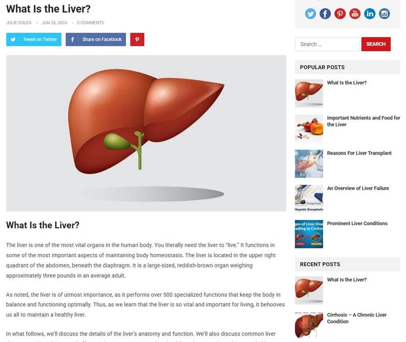 May include: Anatomical illustration of a human liver, rendered in a realistic style. The organ is reddish-brown with a green gallbladder and a connecting stalk. The title "What Is the Liver?" is displayed at the top.