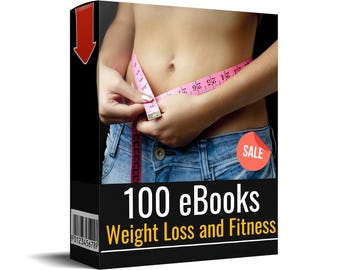 100 Weight Loss Fitness eBook Bundle with Master Resell Rights MRR Digital Download, Fitness Plan,  Lose Weight PDF Nutrition Diet Guide