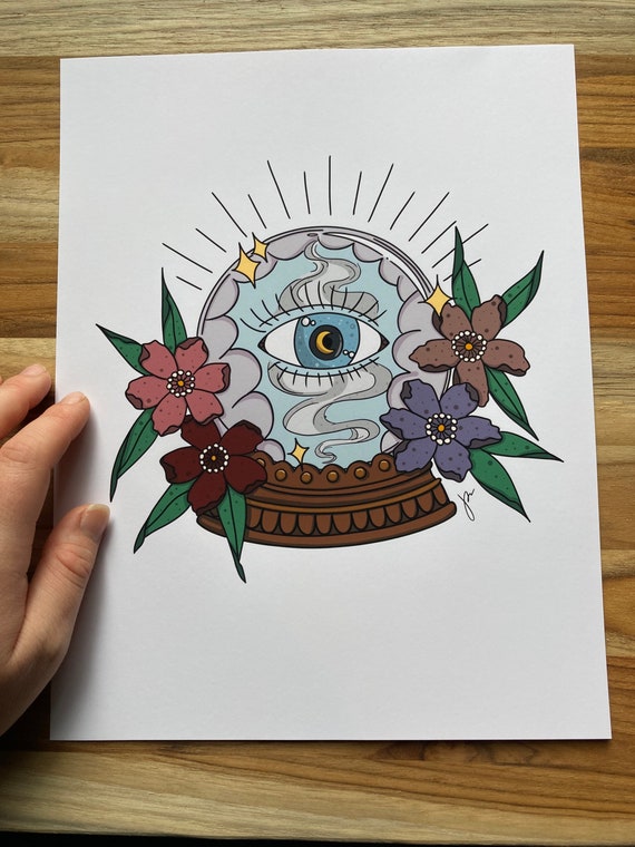 Crystal Ball Illustration Tattoo Flash Witchy Art - Etsy Ireland