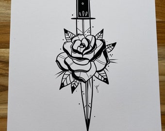 Inx N Art on X: #love #dagger #rose #tattoo #sketch #drawing #art #ideas  #design  / X
