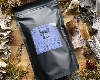 Flora, calming floral bath salts 10.5oz, 300g, aromatherapy, witchy bath, bath, salts, soak, tub tea, lavender, corn flower, epsom salt