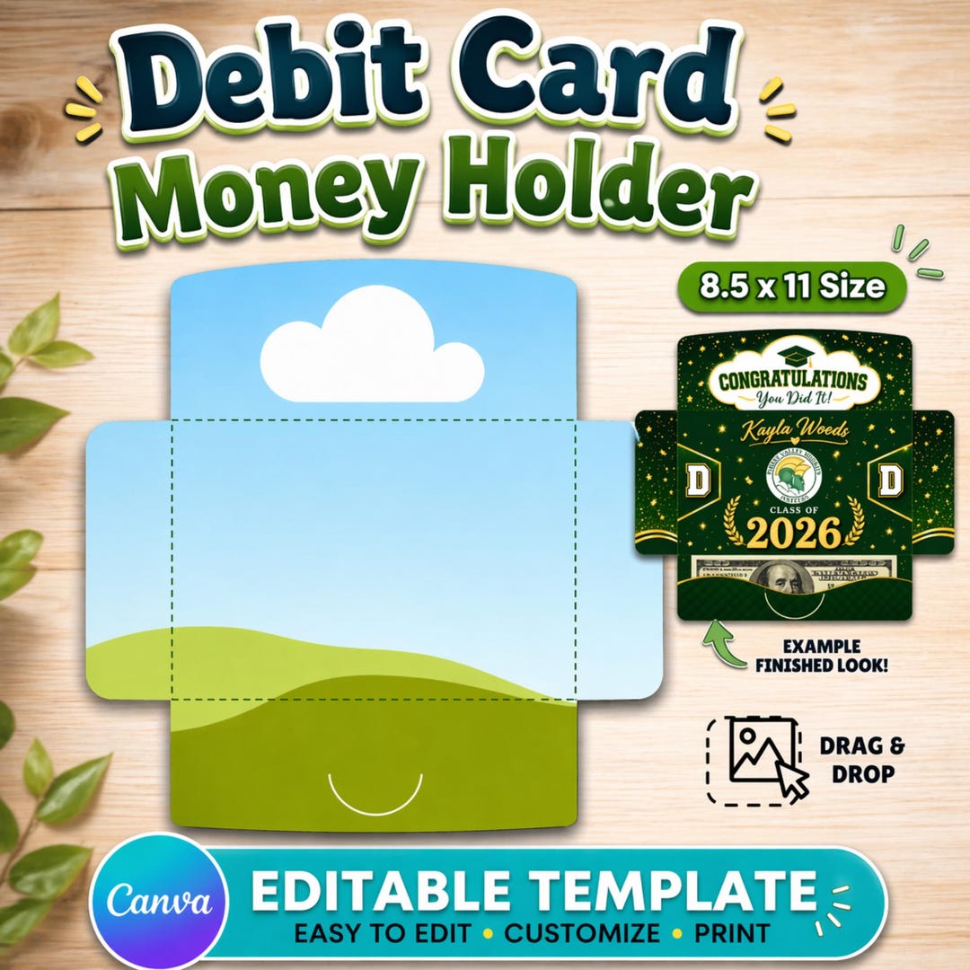 Paper Debit Card Editable Debit Card Money Holder Template – Printable Paper Purse ...