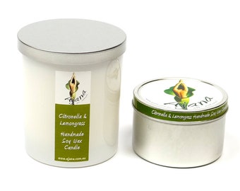 Citronella & Lemongrass Handmade Soy Wax Candle - (Essential Oils) - Flat Rate Shipping Now Available!