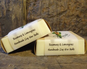 Rosemary & Lemongrass Handmade Soy Melts - (Essential Oil) - Flat Rate Shipping Now Available!