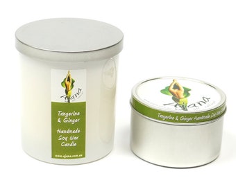 Tangerine & Ginger  Handmade Soy Wax Candle - (Essential Oil) - Flat Rate Shipping Now Available!