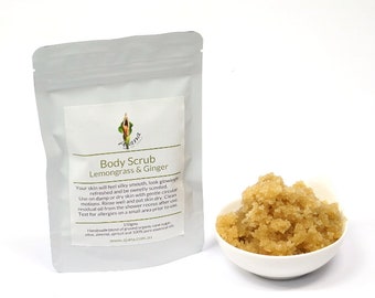 Lemongrass & Ginger Essential Oil Handmade Fresh Body Scrub 200gm - Flat Rate Shipping Now Available!