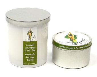 Lavender Lemongrass & Tea Tree Handmade Soy Wax Candles (Essential Oils) - Flat Rate Shipping Available!