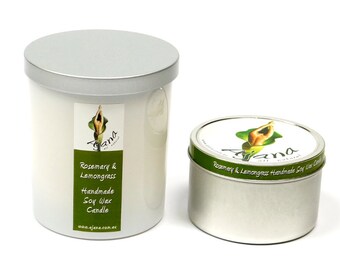 Rosemary & Lemongrass  Handmade Soy Wax Candle - (Essential Oil) - Flat Rate Shipping Now Available!