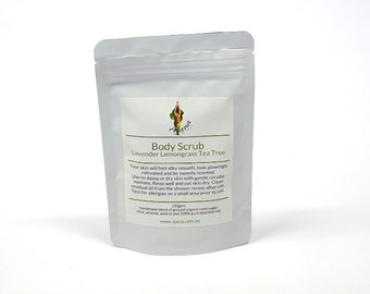 Lavender, Lemongrass & Tea Tree Essential Oil Fresh Handmade Body Scrub - 200gm - Flat Rate Shipping Now Available!
