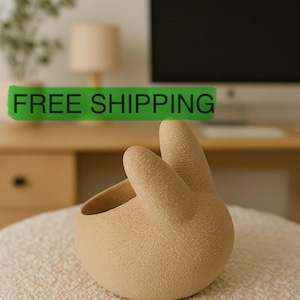 Minimalist Bunny Tealight Holder – 3D Printed LED Candle Decor for Easter, Desk, or Nursery – Soft PLA Finish