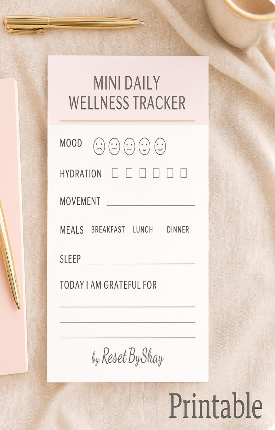 Mini Daily Wellness Tracker PDF | Printable Self-care Journal for Women ...