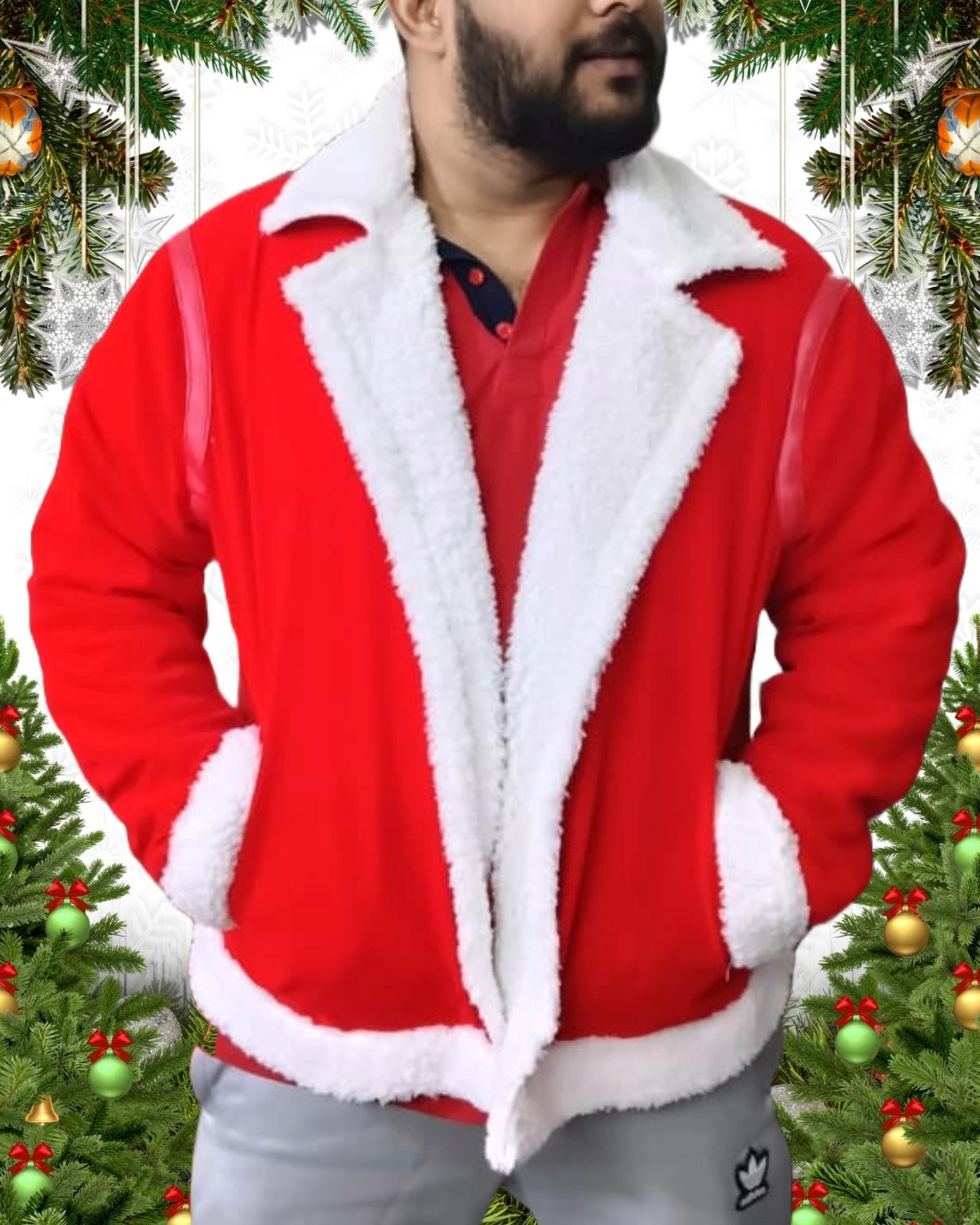 ジャケット・アウター Santa Men's Red Sherpa Christmas Jacket: Festive Fleece Santa Coat - Etsy
