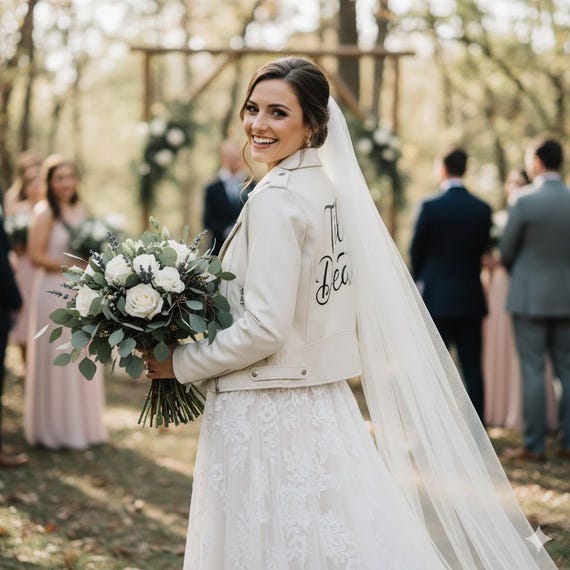 Personalized Bridal Leather Moto Jacket | 