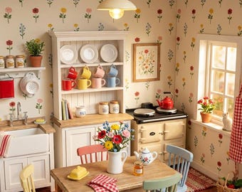 Dollhouse Trendy Wallpaper: White Scattered Ditsy Wildflower | Ideal For Kitchen, Nursery, Cheerful Cottage Interior