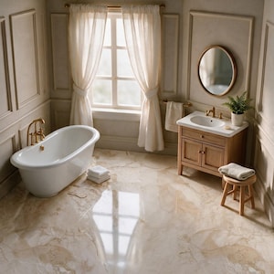 Dollhouse Marble Sheet Limestone Beige , 1:12 Scale | Laminated Gloss Paper for Floor, Backsplash & Countertop | Self Adhesive or Plain