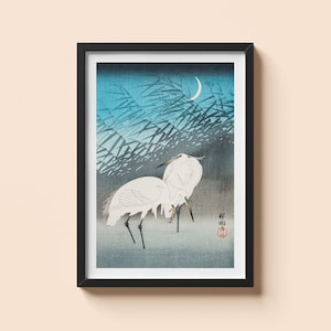 Vintage Egret Moon Poster - Ohara Koson - Japanese Bird Art Wall Art