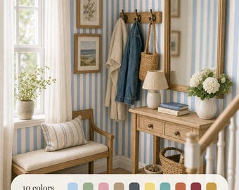 Dollhouse Stripe Wallpaper in 10 Colors | Classic Ticking Stripe for Miniature Bedroom, Nursery & Kitchen | 1:12 Scale