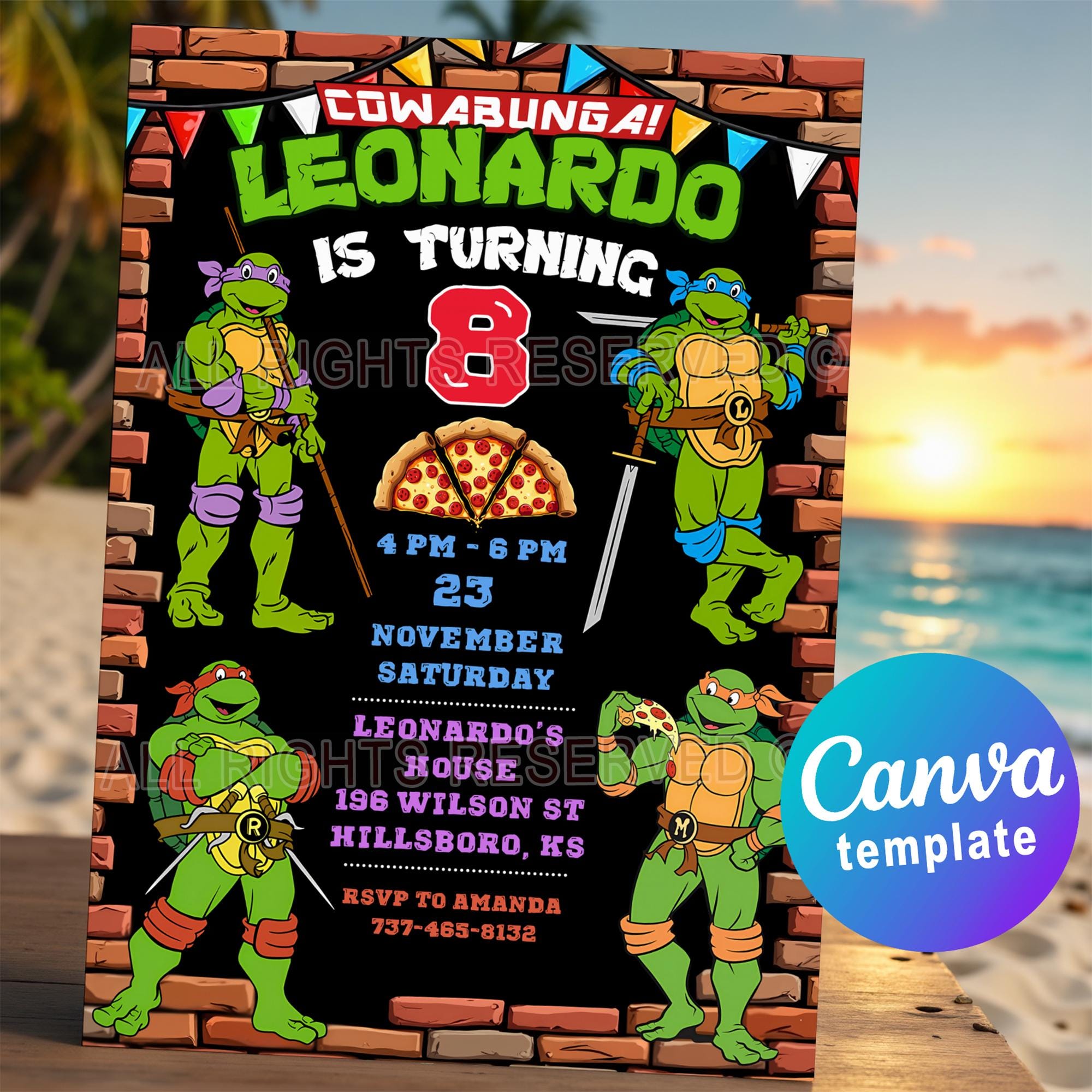 Ninja Turtles Invitation - Etsy, image size:2000x2000