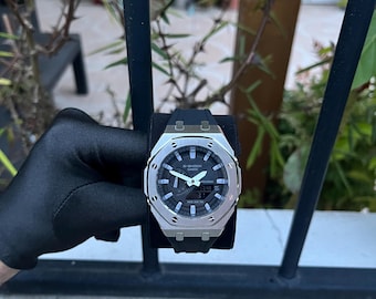 Mod G-Shock personnalisé - Lunette noire et argentée