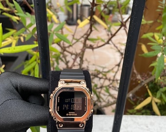 Black & Gold Bezel Custom G-Shock – Retro Digital Watch