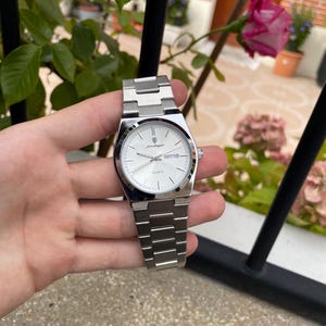 Luxury Stainless Steel Watch – White Dial Chronograph | Waterproof Men’s Elegant Timepiece