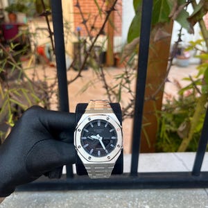 Mod G-Shock personnalisé - Armband in Silber, Cadran Noir