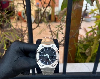 Mod G-Shock personalizzato - Bracciale in argento, cadran noir