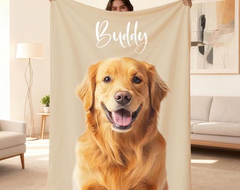Custom Pet Blanket Using Pet Photo, Personalized Pet Photo Blanket, Pet Picture Blanket With Name, Pet Memorial Blanket, Dog &Cat Mom Gift