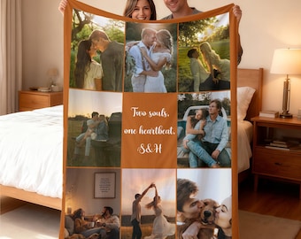 Personalized Photo Blanket Collage, Custom Couple Photo Blanket, Love Blanket, Picture Blanket With Text, Memorial Blanket, Best Friend Gift