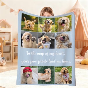 Custom Pet Photo Blanket, Personalized Dog Portrait Blanket, Pet Picture Blanket With Text, Pet Memorial Blanket, Dog &Cat Mom Gift