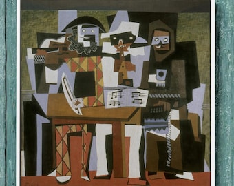 Pablo Picasso Three Musicians Canvas, Famous Cubist Wall Art, Modern Abstract Print for Eclectic Home Decor, Art Lover Gift