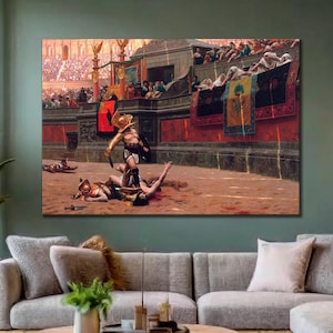 Pollice Verso Art, Gladiator, Huge Canvas Art Print, Roman Empire, Gladiator Art, Colosseum Wall Art, Ancient Rome, Gladiator Wall Decor