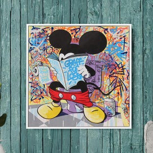 Mickey Mouse in the toilet Pop Art Canvas Print, Luxury Painting Fashion Prints Cartoon Birthday Christmas Gift Pictures Home Decor Wall Art