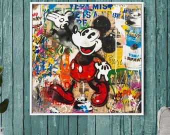 ミッキーマウスのストリートアートポスター：現代のグラフィティポップ