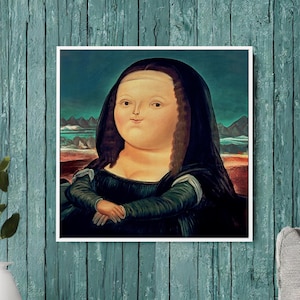 Mona Lisa by Fernando Botero Wall Art, Botero Art, Huge Canvas Home Decor, Mona Lisa Fun Art, Fernando Botero Wall Art