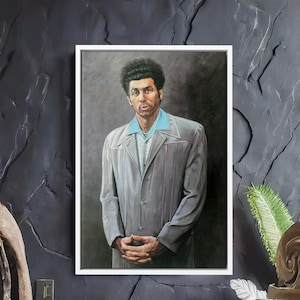 Modern Artwork Canvas, Kramer Portrait Glass Wall Art, Famous Glass Panel, Cosmo Kramer Canvas Art, Gift For The Home Wall Hanging