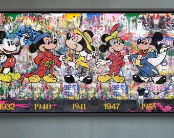 Banksy Style All Time Mickeys Graffiti Pop Art, Mickey Mouse Pop Art Leinwand Wandkunst