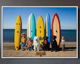 Dog Beach by Lucia Heffernan 22x28 Surfing Lounging Reading No