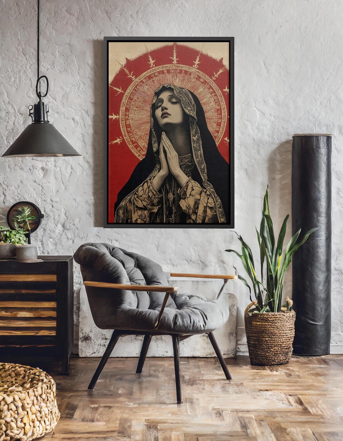 Our Lady of Sorrows Canvas Wall Art, Dark Gothic Virgin Mary Print ...