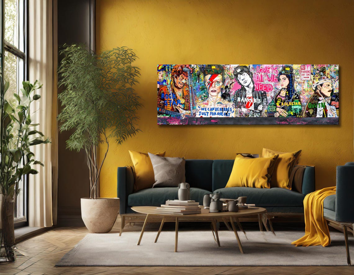 Banksy Rockstar Multi character Pop Art Canvas David Bowie Mick banksy-rockstar-multi-character-pop-art-canvas-david-bowie-mick
